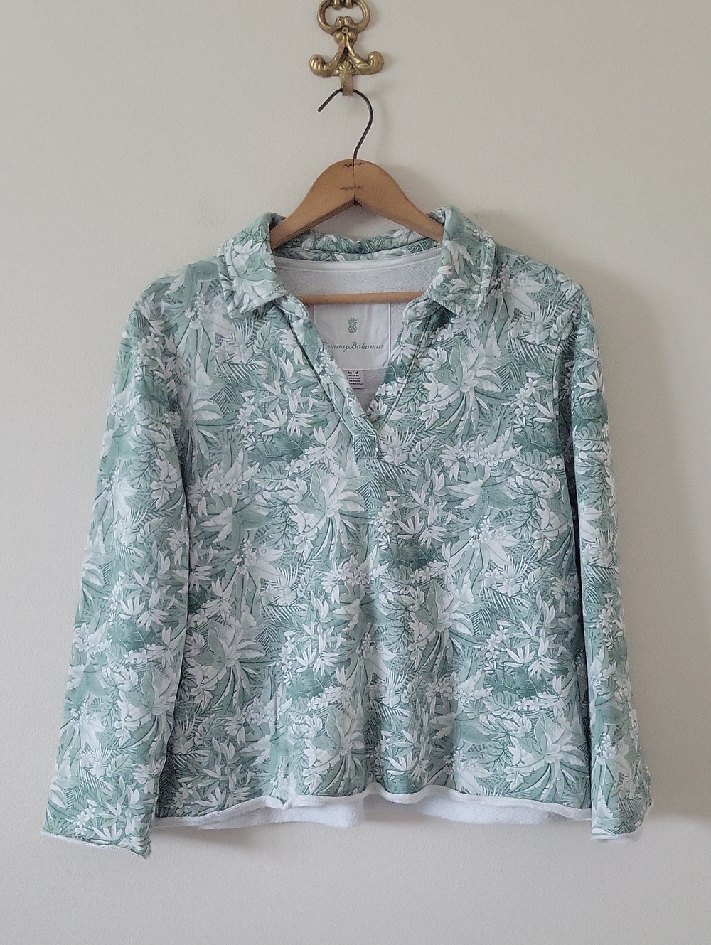 Tommy Bahama Green Marina Del Mar Forte Fronds Popover Top Size Medium